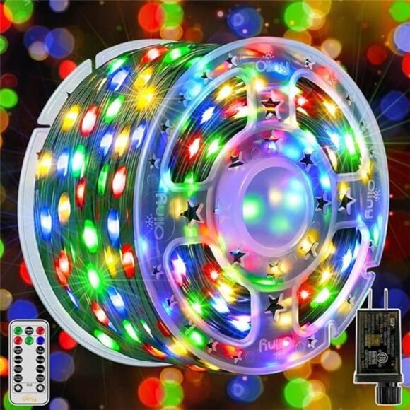 Christmas Lights 198 FT 600 LED Waterproof Plug in Christmas Lights with 8 Modes - Picture 1 of 7